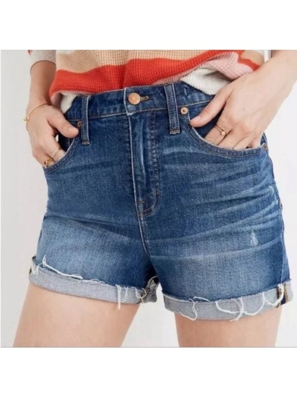 Madewell High Rise Denim Shorts cuffed hem size 25